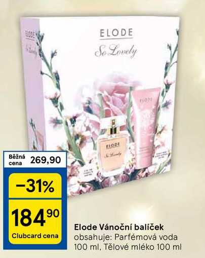 Elode Vánoční balíček obsahuje: Parfémová voda 100 ml. Tělové mléko 100 ml 