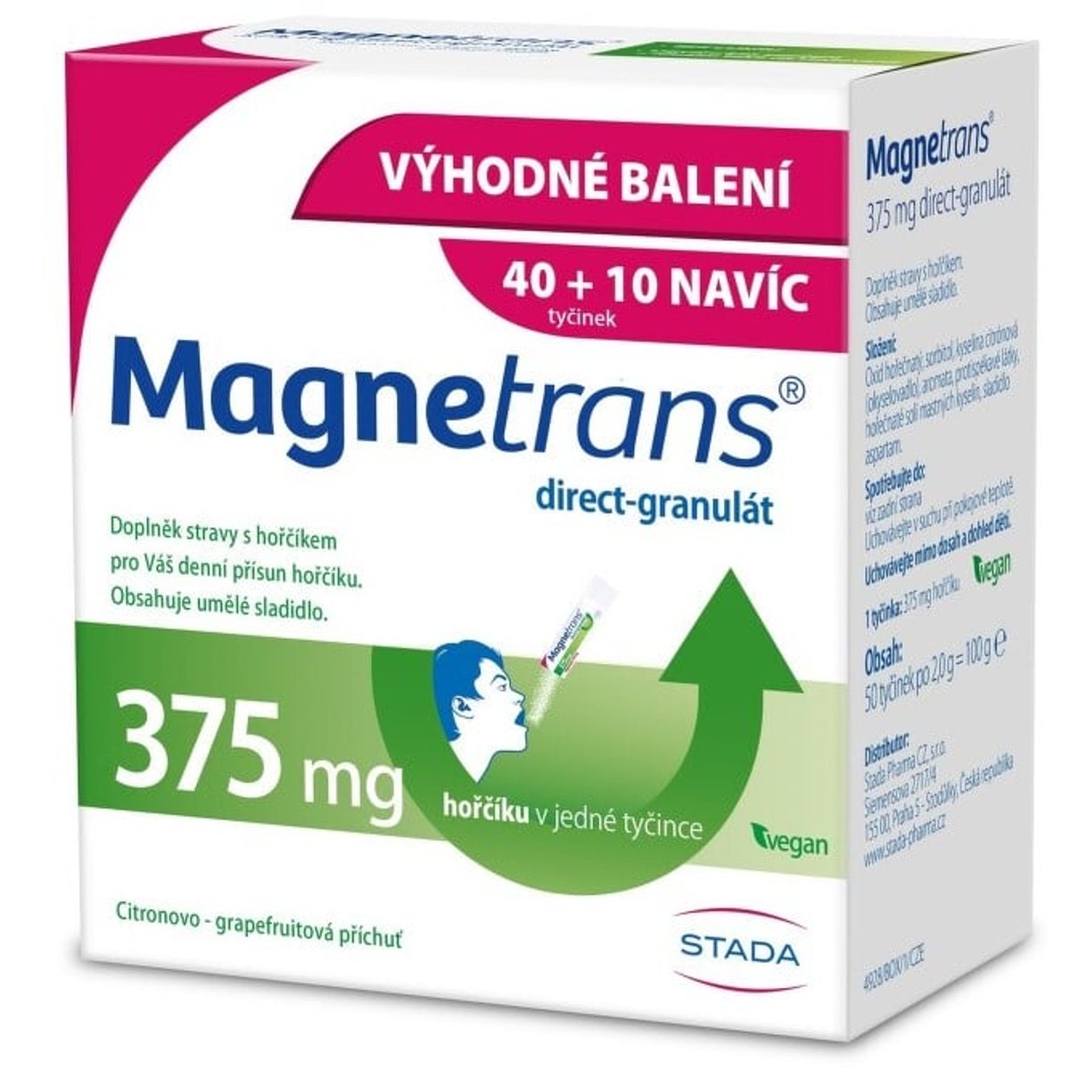 Magnetrans 375mg 40+10 tyčinek granulátu