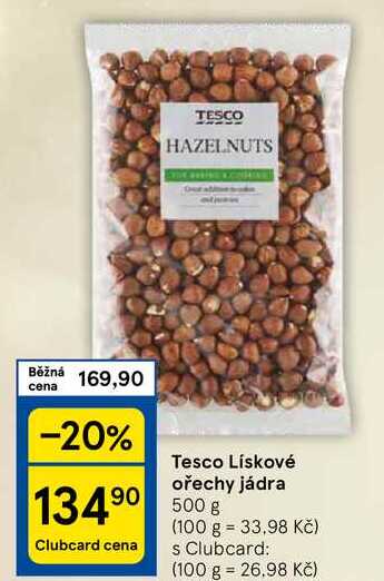 Tesco Lískové ořechy jádra, 500 g