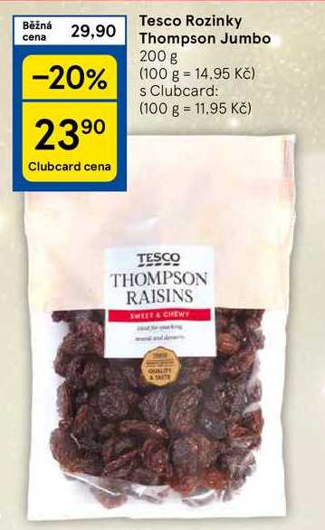 Tesco Rozinky Thompson Jumbo, 200 g