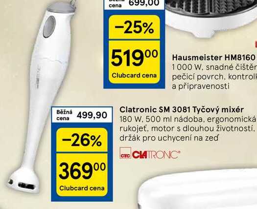 Clatronic SM 3081 Tyčový mixér 180 W. 500 ml nádoba