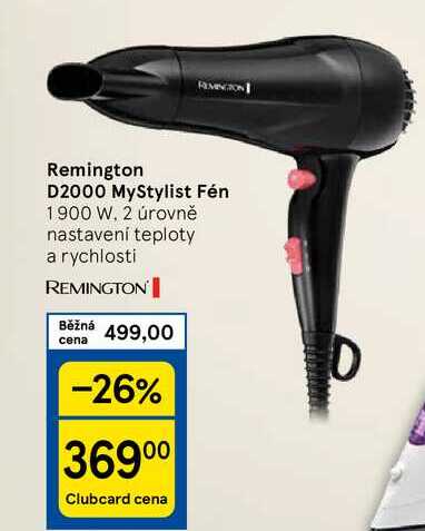 Remington D2000 MyStylist Fén 1900 W, 2 úrovně nastavení teploty a rychlosti 