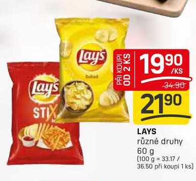 Lay's různé druhy 60 g 