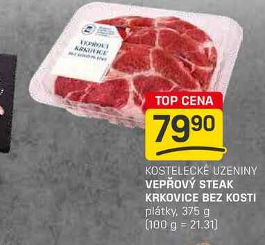 VEPŘOVÝ STEAK KRKOVICE BEZ KOSTI plátky, 375 g 