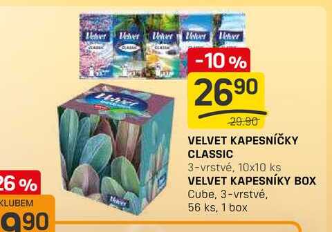 VELVET KAPESNÍKY BOX Cube, 3-vrstvé, 56 ks