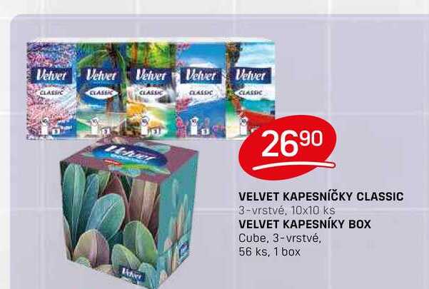 VELVET KAPESNÍČKY CLASSIC 3-vrstvé, 10x10 ks 