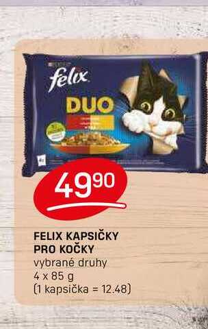 FELIX KAPSIČKY PRO KOČKY vybrané druhy 4 x 85 g 