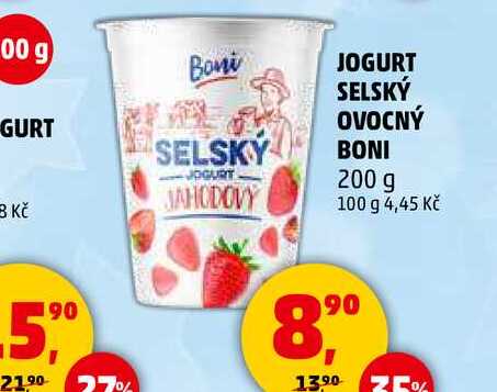 JOGURT SELSKÝ OVOCNÝ BONI, 200 g 