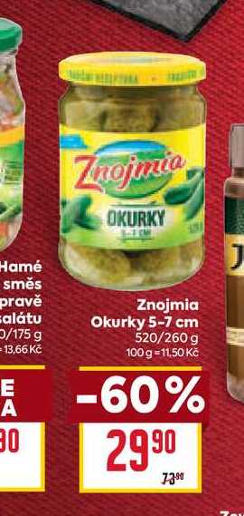 Znojmia Okurky 5-7 cm 520/260 g 