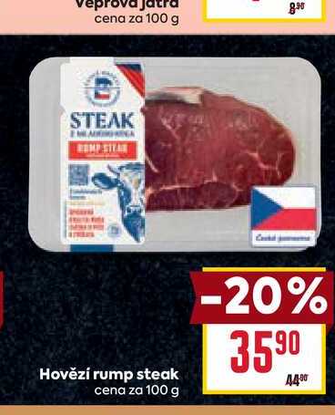 Hovězí rump steak cena za 100g