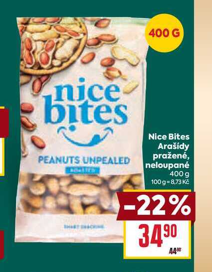 Nice Bites Arašídy pražené, neloupané 400 g