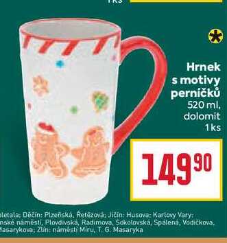 Hrnek s motivy perníčků 520 ml, dolomit 1ks 