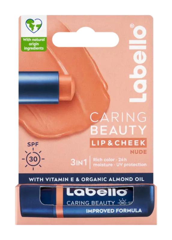 Labello Caring Beauty barevný balzám na rty Nude, 4.8 g