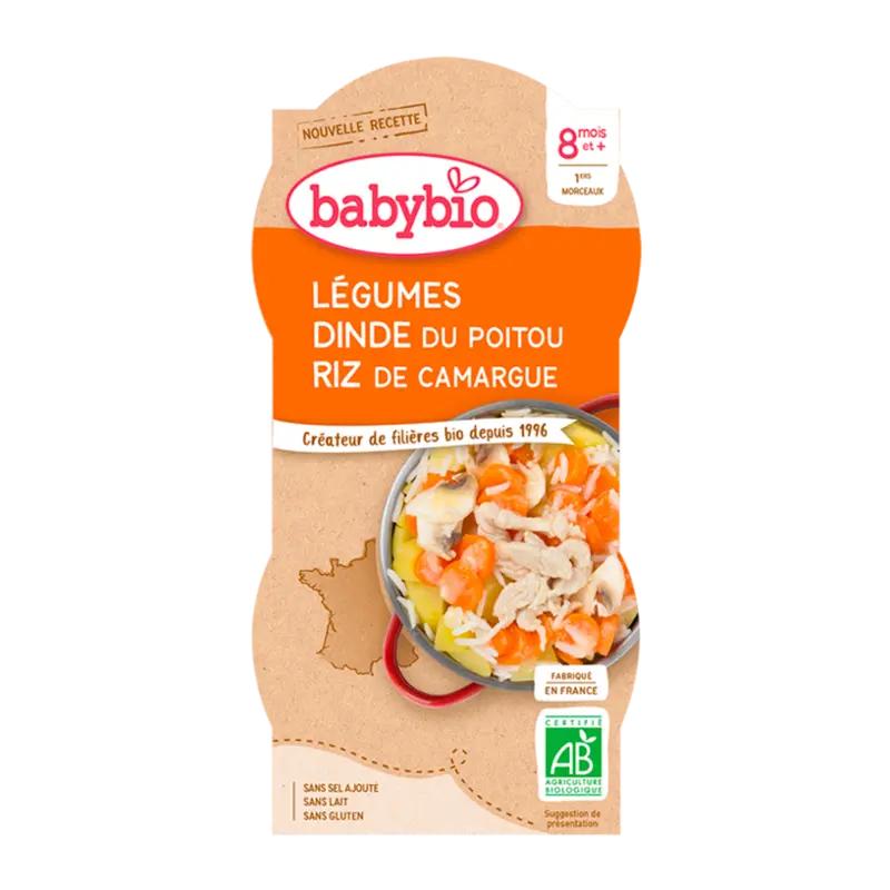 Babybio BIO zelenina s krůtím masem a rýží, 400 g