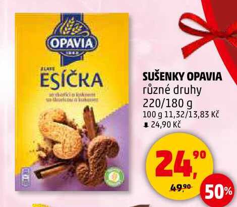 OPAVIA šušenky různé druhy, 220/180 g