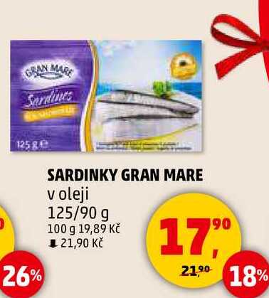 SARDINKY GRAN MARE v oleji, 125/90 g