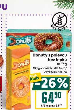 Donuty s polevou bez lepku 3× 37 g