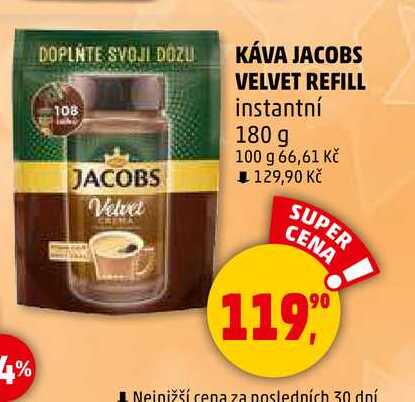 KÁVA JACOBS VELVET REFILL instantní, 180 g 