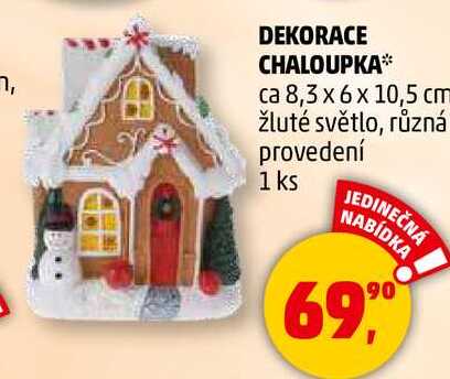 DEKORACE CHALOUPKA ca 8,3 x 6 x 10,5 cm žluté světlo, různá provedení, 1 ks 