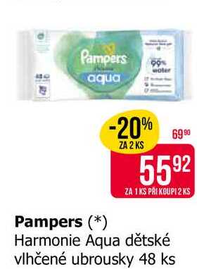 Pampers Harmonie Aqua dětské vlhčené ubrousky 48 ks 