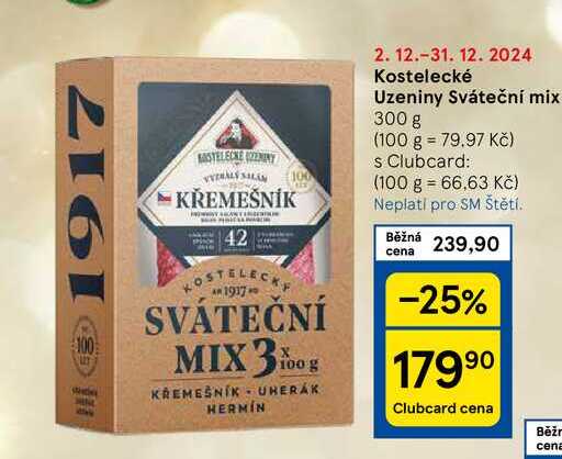 Kostelecké Uzeniny Sváteční mix, 300 g