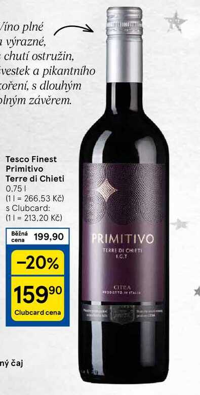 Tesco Finest Primitivo Terre di Chieti, 0.75 l