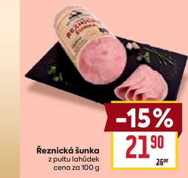 Řeznická šunka z pultu lahůdek cena za 100 g