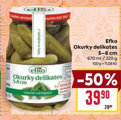 Efko Okurky delikates 5-8 cm 670 ml/320 g 