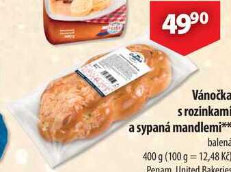 Vánočka s rozinkami a sypaná mandlemi, 400 g 