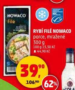 RYBÍ FILÉ NOWACO porce, mražené, 300 g 