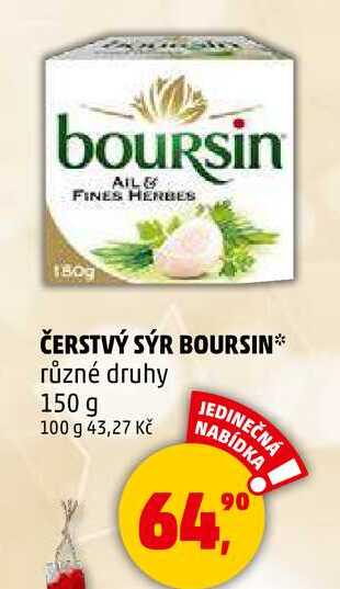 ČERSTVÝ SÝR BOURSIN různé druhy, 150 g 