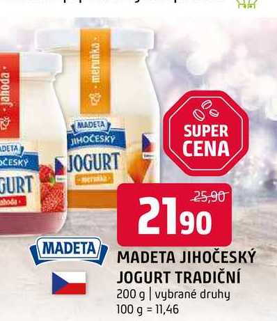 Madeta Jihočeský jogurt tradiční 200g, vybrané druhy