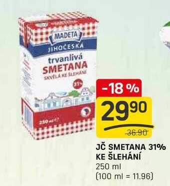 JČ SMETANA 31% KE ŠLEHÁNÍ 250 ml 