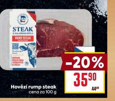 Hovězí rump steak cena za 100 g 