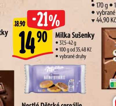   Milka Sušenky   37,5-42 g  