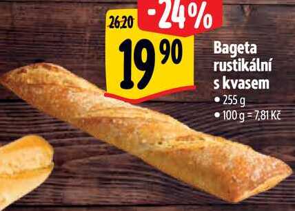 Bageta rustikální s kvasem, 255 g 