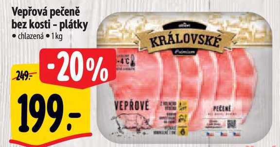 Vepřová pečeně bez kosti - plátky, 1 kg