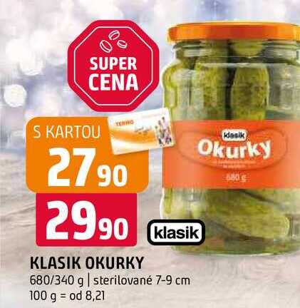 klasik okurky 680/340 g sterilované 7-9 cm 