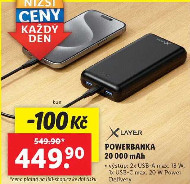 POWERBANKA 20 000 mAh 