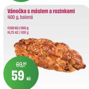 Vánočka s máslem a rozinkami 400 g, balená