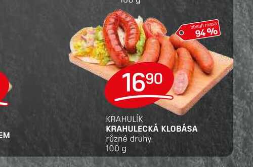 KRAHULECKÁ KLOBÁSA různé druhy 100g