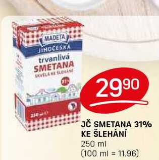 JČ SMETANA 31% KE ŠLEHÁNÍ 250 ml