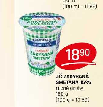 JČ ZAKYSANÁ SMETANA 15% různé druhy 180 g