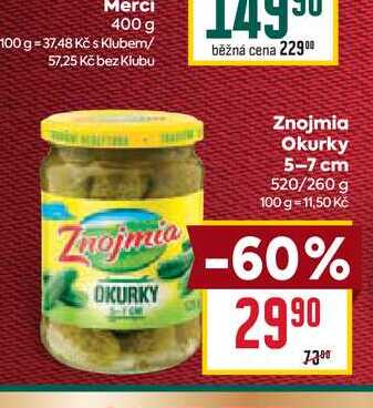 Znojmia Okurky 5-7 cm 520/260 g 