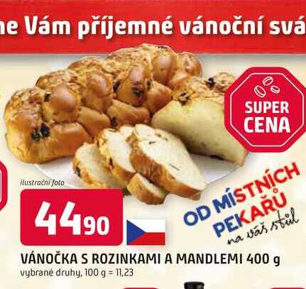 VÁNOČKA S ROZINKAMI A MANDLEMI 400 g