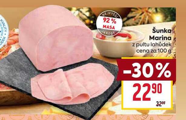 Šunka Marina z pultu lahůdek cena za 100 g 