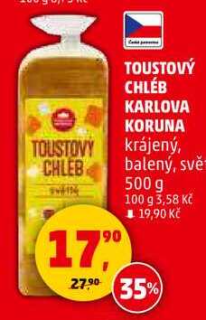 TOUSTOVÝ CHLÉB KARLOVA KORUNA krájený, balený, 500 g