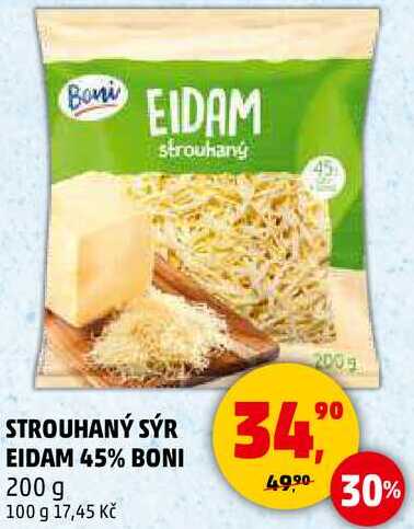 STROUHANÝ SÝR EIDAM 45% BONI, 200 g 