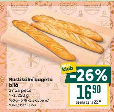 Rustikální bageta bílá z naší pece 1ks, 250 g 