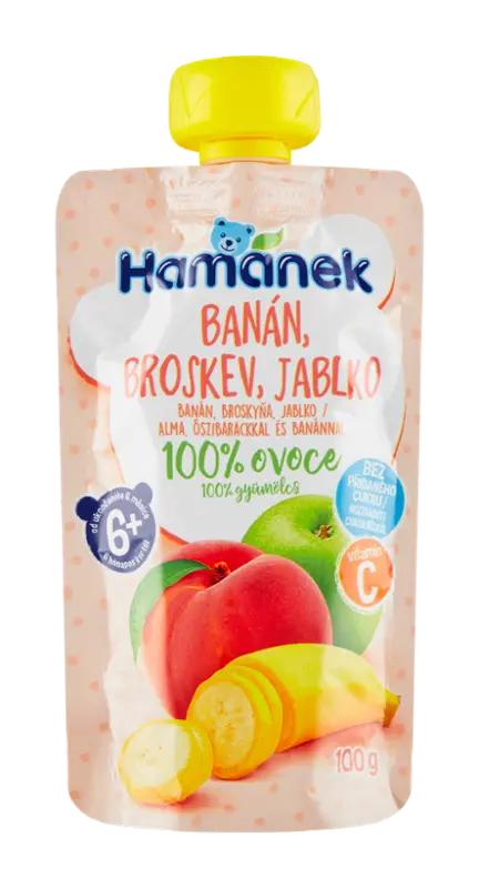 Hamánek Ovocná kapsička banán, broskev, jablko, 100 g